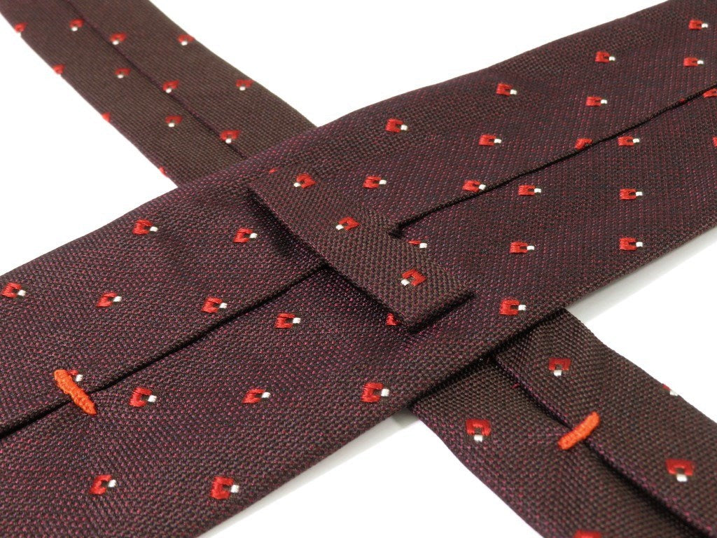 【中古】エルメネジルドゼニア Ermenegildo Zegna 小紋柄ネクタイ
 ボルドーxレッド【RED】【S/S/A/W】【状態ランクB】【メンズ】
【778879】 EPD