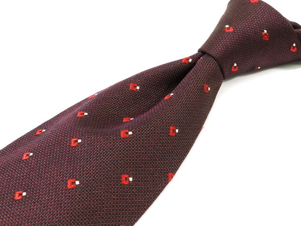 【中古】エルメネジルドゼニア Ermenegildo Zegna 小紋柄ネクタイ
 ボルドーxレッド【RED】【S/S/A/W】【状態ランクB】【メンズ】
【778879】 EPD