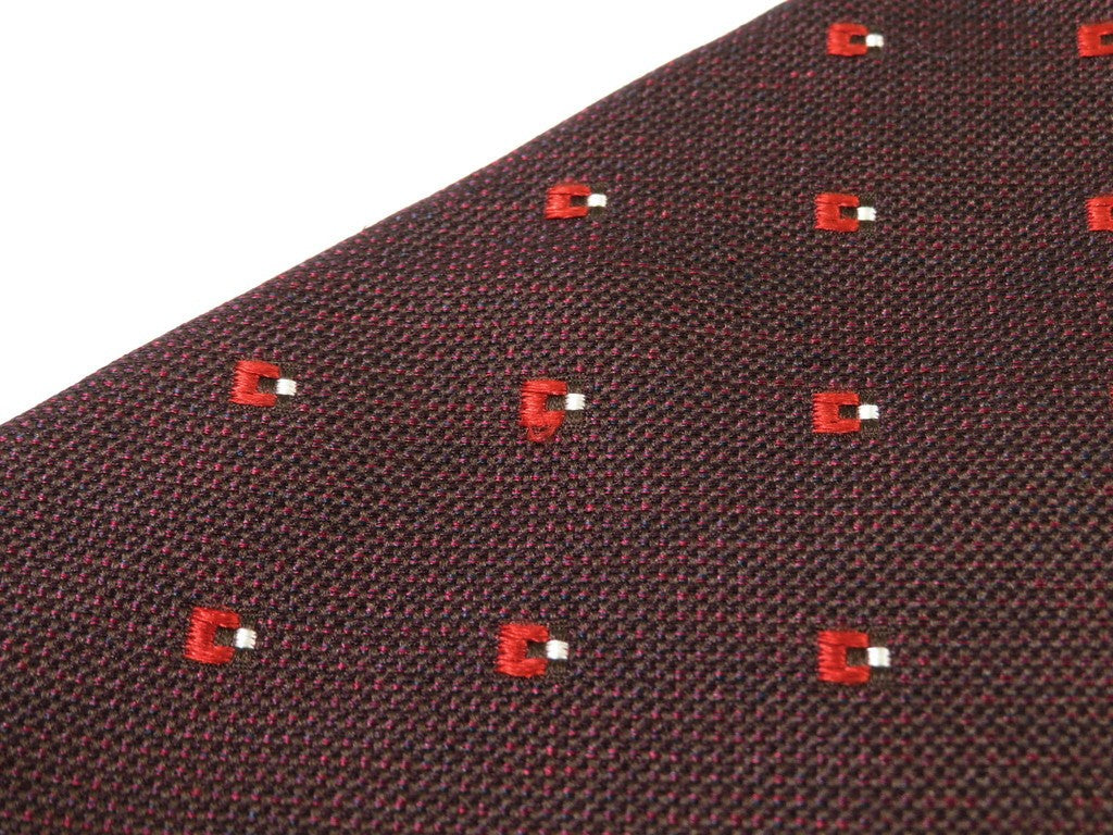 【中古】エルメネジルドゼニア Ermenegildo Zegna 小紋柄ネクタイ
 ボルドーxレッド【RED】【S/S/A/W】【状態ランクB】【メンズ】
【778879】 EPD