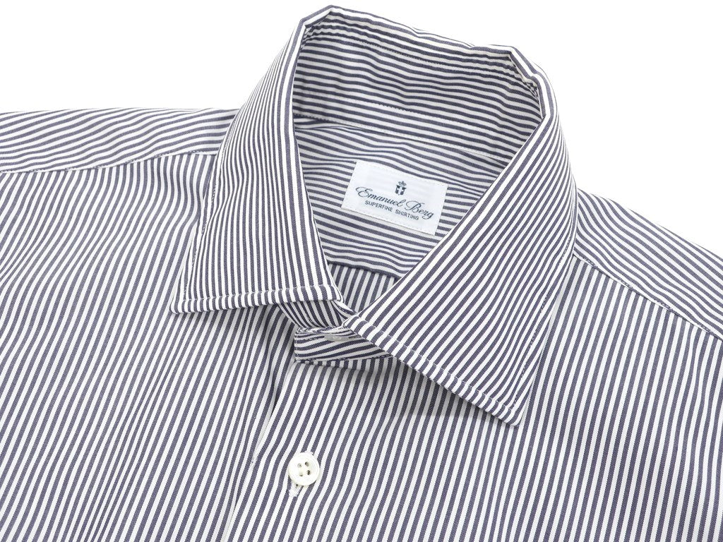 【中古】エマニュエルバーグ Emanuel Berg ドレスシャツ
 ホワイトxネイビー【サイズ38】【WHT】【S/S/A/W】【状態ランクC】【メンズ】
【769878】 EPD