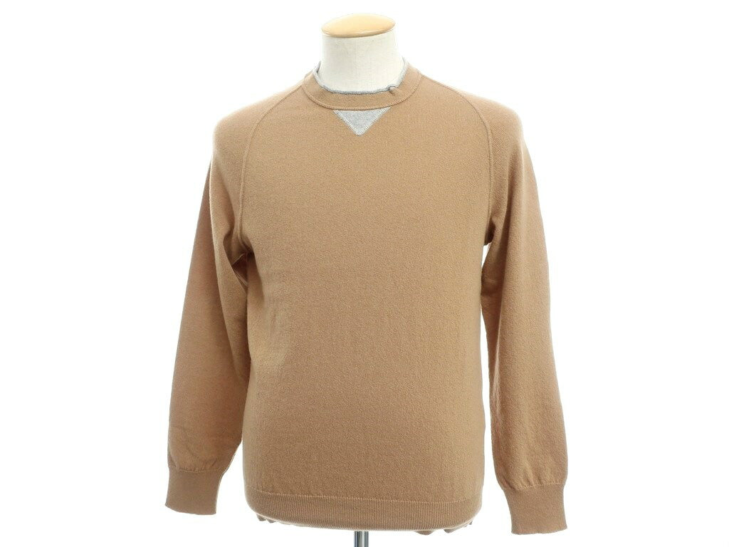 【新品】アンドレア フェンツィ ANDREA FENZI プルオーバーニット
 ブラウンベージュ×グレー【サイズ44】【BEI】【A/W】【状態ランクN】【メンズ】 DPD