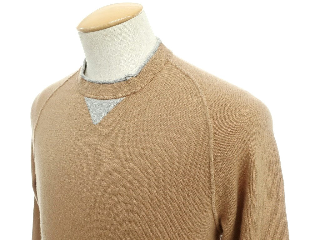 【新品】アンドレア フェンツィ ANDREA FENZI プルオーバーニット
 ブラウンベージュ×グレー【サイズ44】【BEI】【A/W】【状態ランクN】【メンズ】 DPD