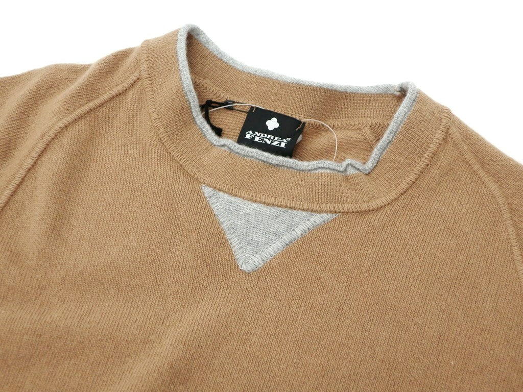 【新品】アンドレア フェンツィ ANDREA FENZI プルオーバーニット
 ブラウンベージュ×グレー【サイズ44】【BEI】【A/W】【状態ランクN】【メンズ】 DPD