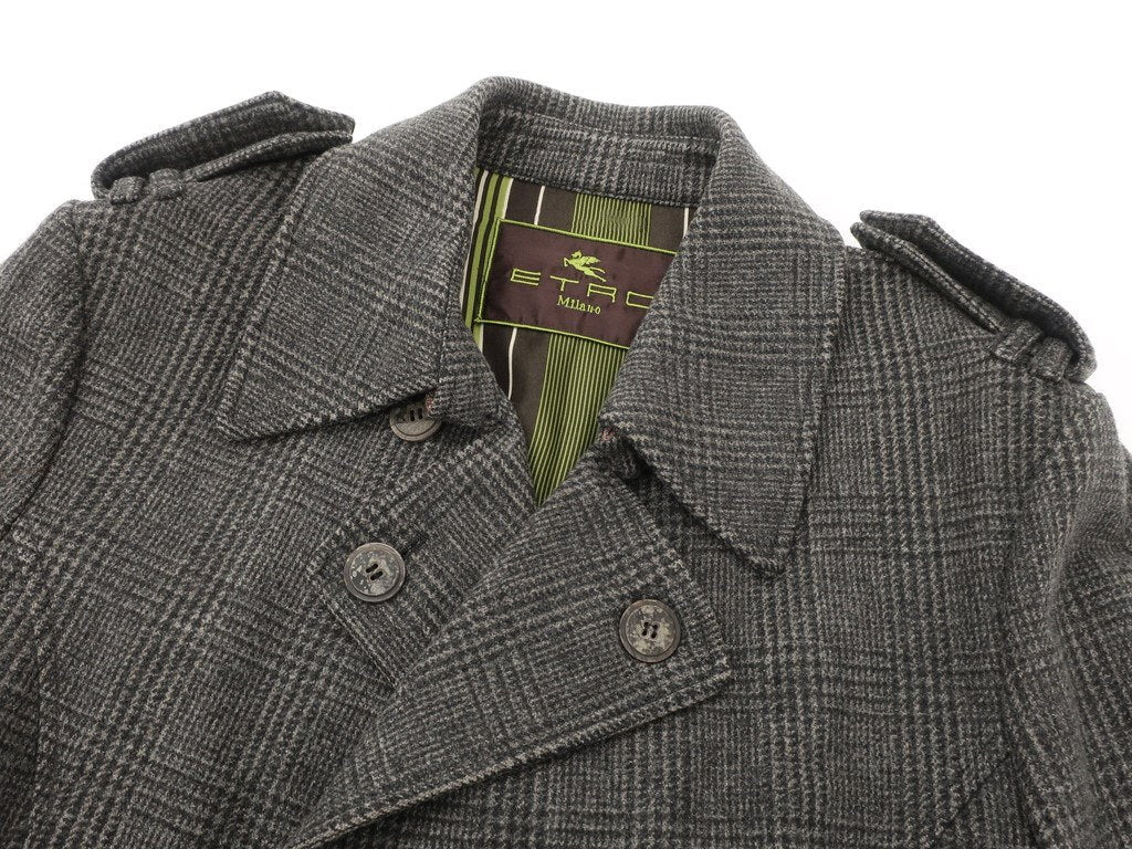 【中古】エトロ ETRO トレンチコート
 ダークグレーxアッシュブラウン【サイズL】【GRY】【A/W】【状態ランクB】【メンズ】
【779073】 DPD