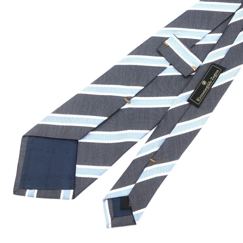 【中古】エルメネジルドゼニア Ermenegildo Zegna ストライプ柄ネクタイ
 ネイビーxライトブルー【サイズ-】【NVY】【S/S/A/W】【状態ランクB】【メンズ】
【778996】 APD