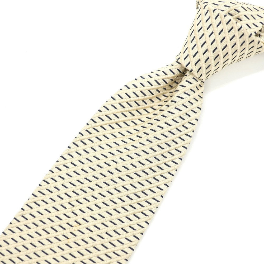 【中古】エルメネジルドゼニア Ermenegildo Zegna ストライプ柄ネクタイ
 ライトベージュxネイビー【サイズ-】【BEI】【S/S/A/W】【状態ランクB】【メンズ】
【778995】 APD