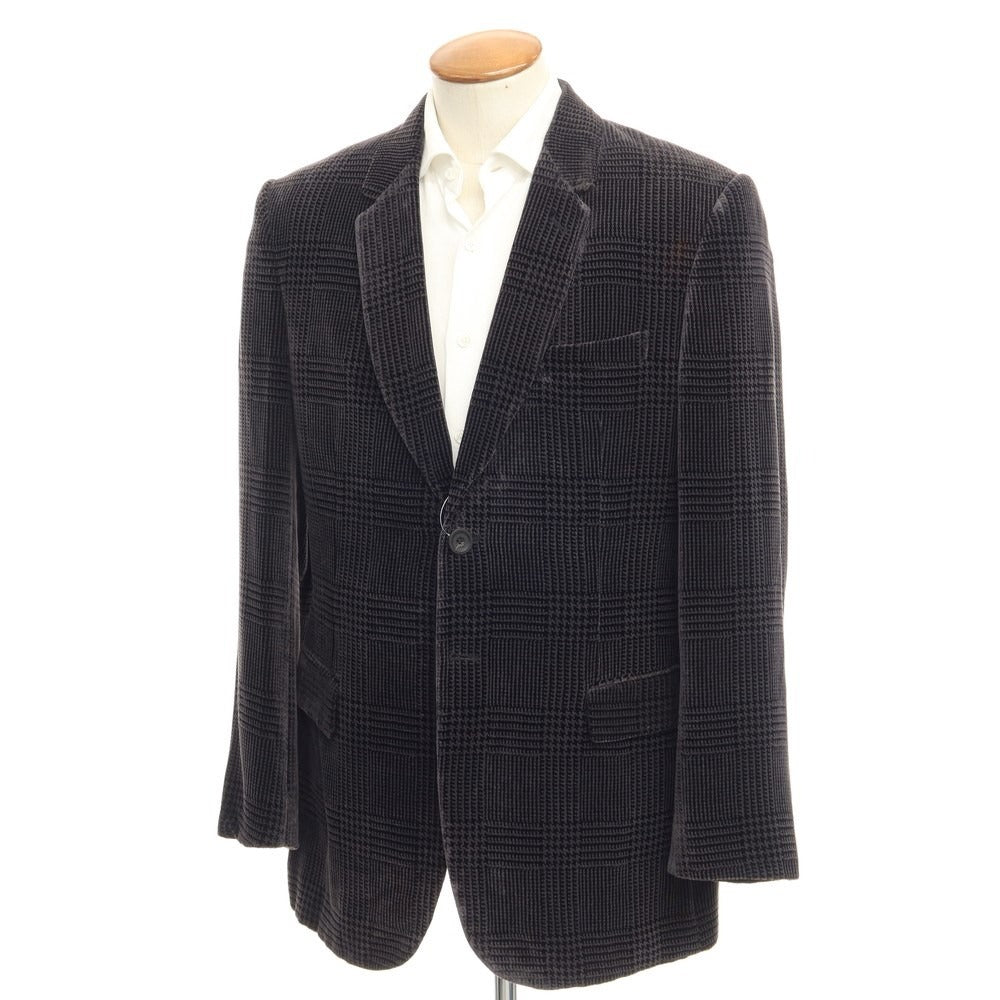 【中古】ジョルジオアルマーニ GIORGIO ARMANI レーヨンシルク チェック 2B カジュアルジャケット ブラックxグレー【サイズ5