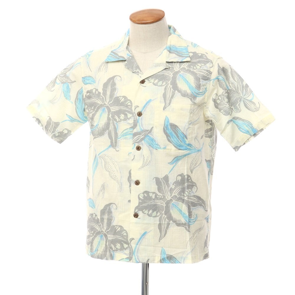 【中古】【未使用】サンサーフ SUN SURF ハイビスカス柄 半袖シャツ
 オフホワイトxグレーxライトブルー【サイズM】【WHT】【S/S】【状態ランクS】【メンズ】
【769487】 BPD