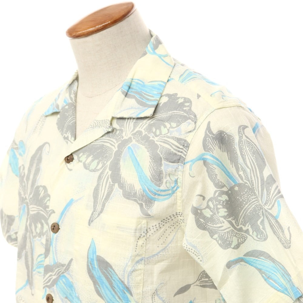 【中古】【未使用】サンサーフ SUN SURF ハイビスカス柄 半袖シャツ
 オフホワイトxグレーxライトブルー【サイズM】【WHT】【S/S】【状態ランクS】【メンズ】
【769487】 BPD