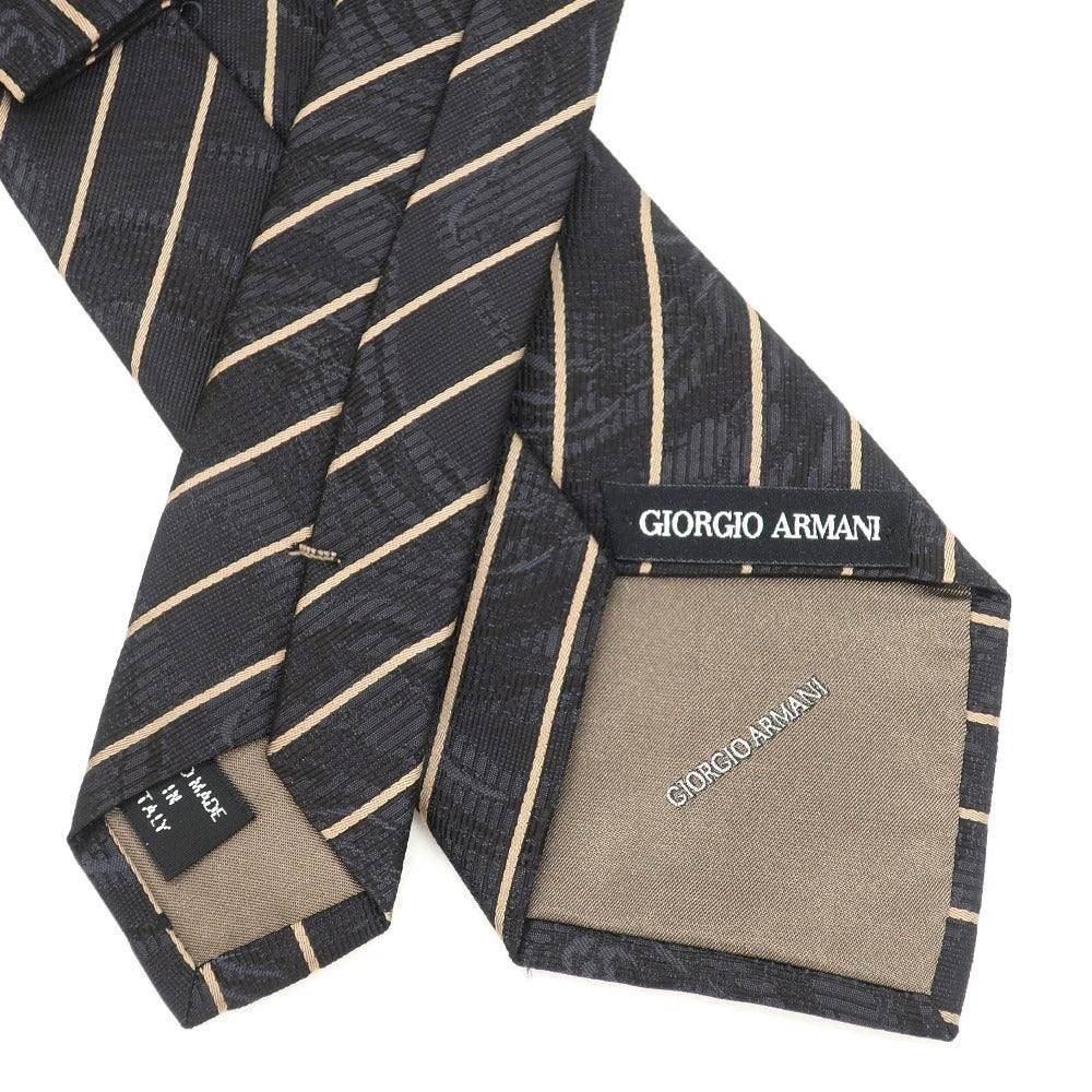【中古】ジョルジオアルマーニ GIORGIO ARMANI ストライプ柄ネクタイ
 ダークグレーxベージュ【サイズ-】【GRY】【S/S/A/W】【状態ランクB】【メンズ】
【778978】 APD