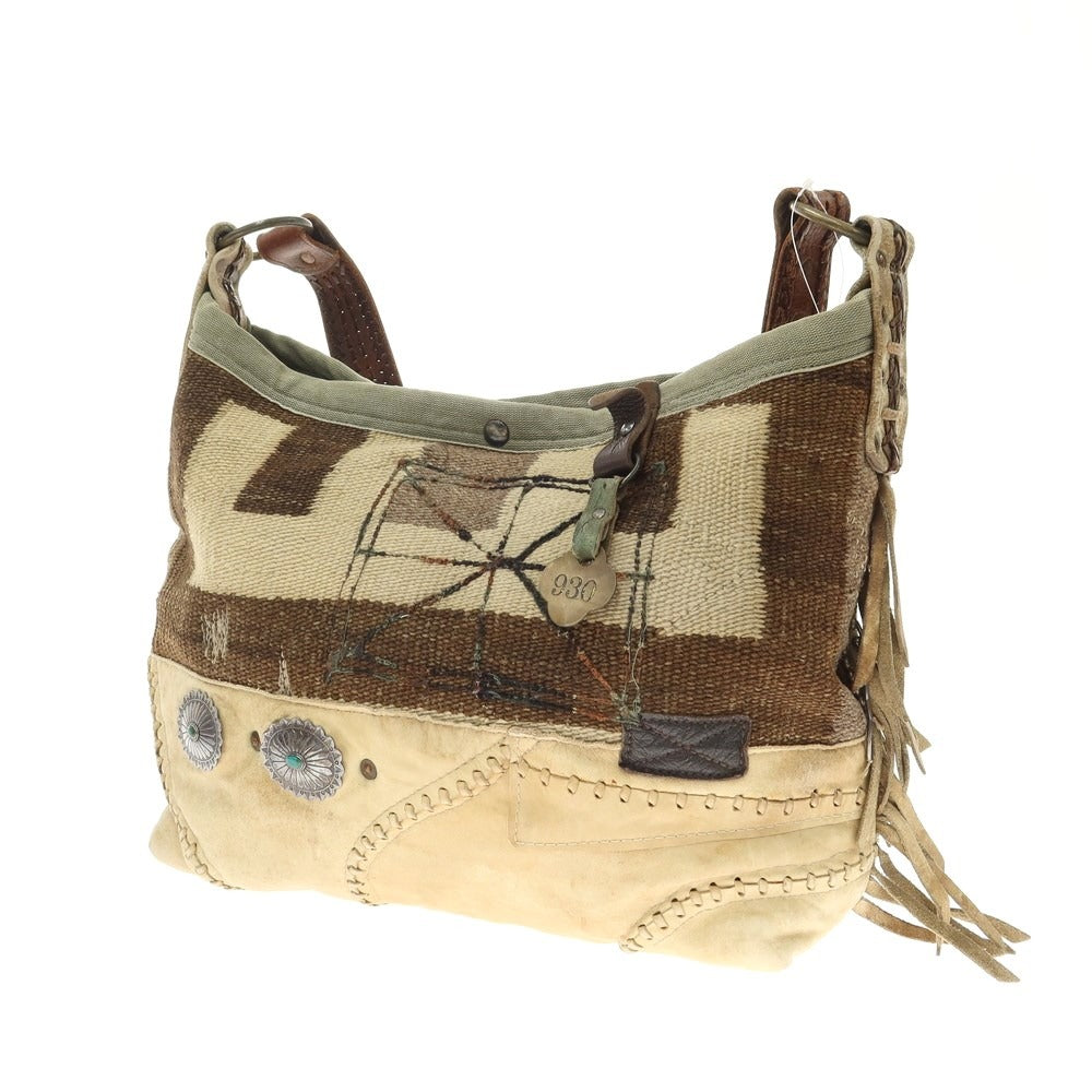 【中古】ダブルアールエル RRL DOUBLE RL J.AUGURデザイン ショルダーバッグ
 ベージュxブラウン【W45xH32.5xD12.5】【BEI】【S/S/A/W】【状態ランクA】【メンズ】
【769898】