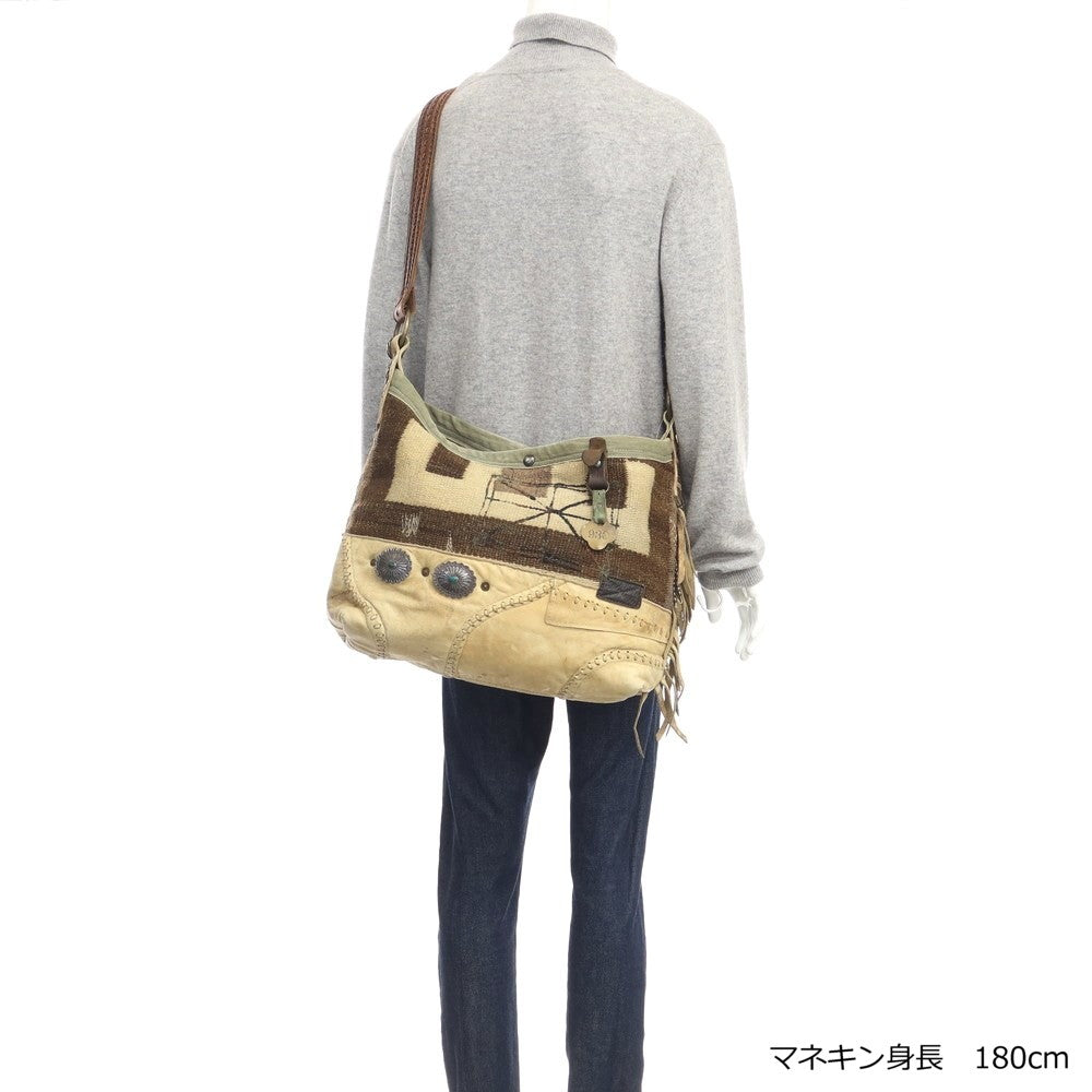 【中古】ダブルアールエル RRL DOUBLE RL J.AUGURデザイン ショルダーバッグ
 ベージュxブラウン【W45xH32.5xD12.5】【BEI】【S/S/A/W】【状態ランクA】【メンズ】
【769898】