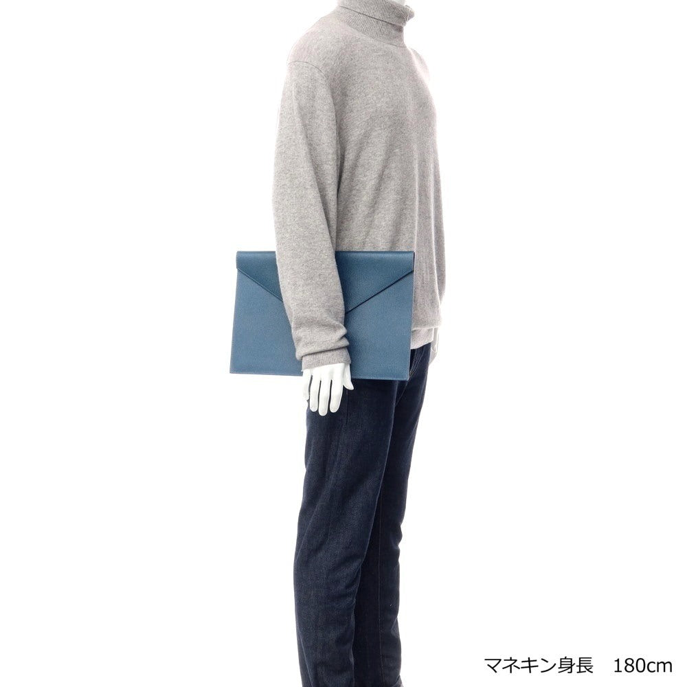 【中古】イトーヤ 銀座伊東屋 itoya 型押しレザー ドキュメントケース クラッチバッグ グリーンブルー【W36xH24.5】【BLU】【S/S/A/W】【状態ランクA】【メンズ】【768787】