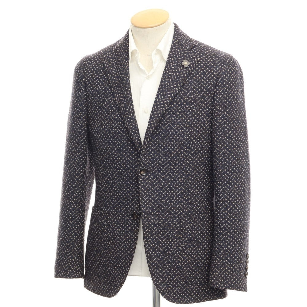 【中古】ラルディーニ LARDINI ウールナイロン 総柄 ジャケット ブラウン系xネイビー【サイズ44】【BRW】【A/W】【状態ランクB