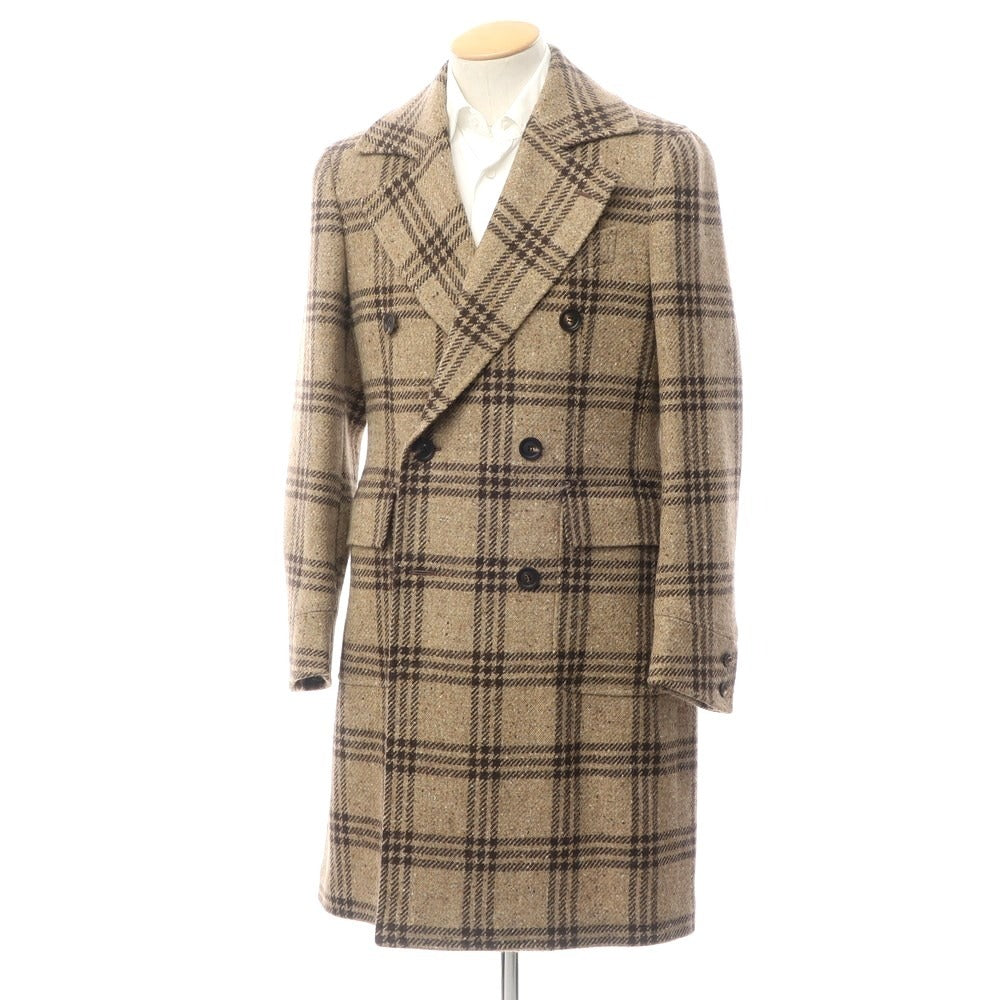 【新品】スティレ ラティーノ STILE LATINO ダブルブレストコート
 ダークベージュxブラウン【サイズ44 Drop7R】【BEI】【A/W】【状態ランクN】【メンズ】
【778968】 BPD