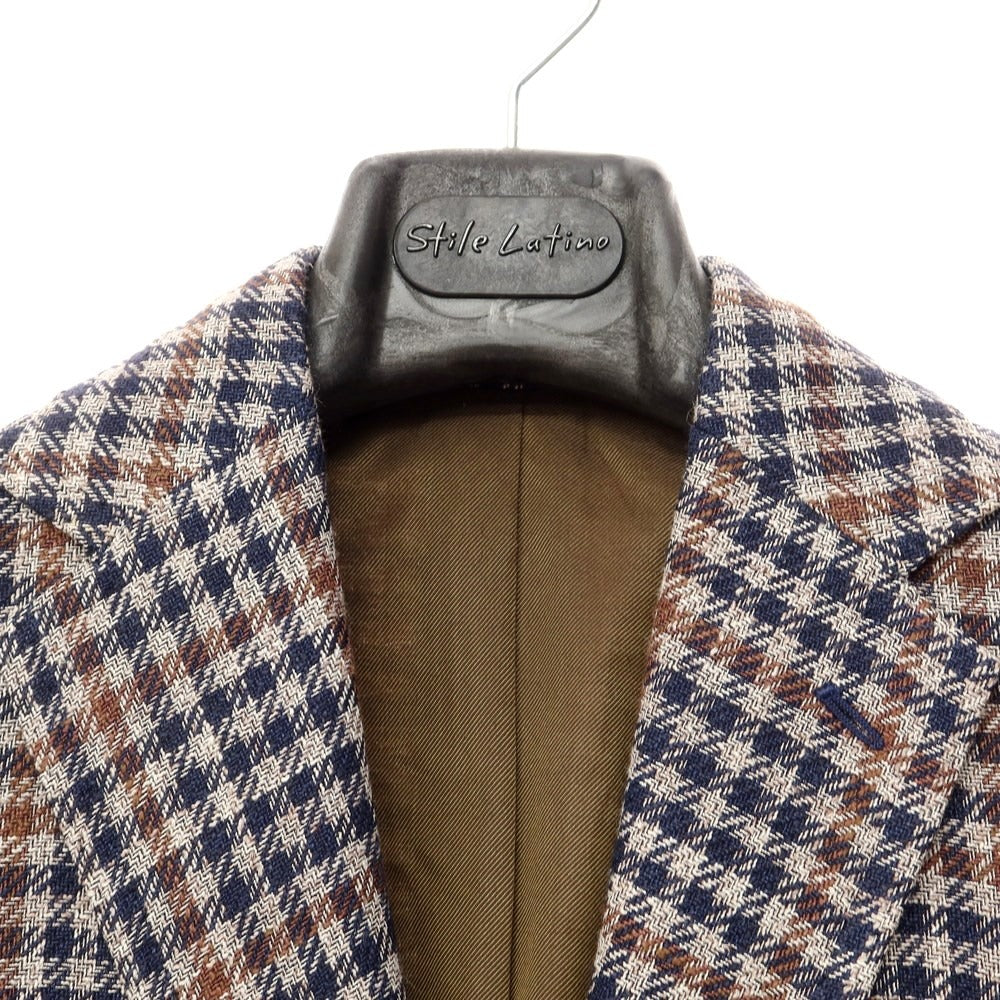 【新品】スティレ ラティーノ STILE LATINO カジュアルジャケット
 オフホワイトxネイビーxブラウン【サイズ42】【BEI】【S/S】【状態ランクN】【メンズ】
【769772】 DPD