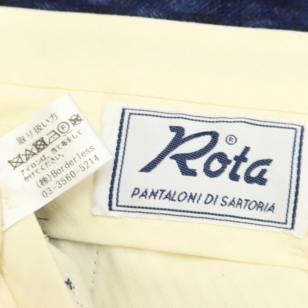 【中古】ロータ ROTA ウール チェック スラックスパンツ ネイビーxブルー【サイズ51】【NVY】【A/W】【状態ランクA】【メンズ】【768897】 BPD