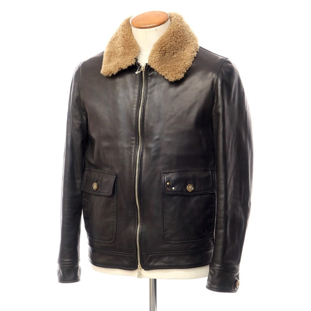 【中古】デラン Delan 中綿入り 襟ボア付き ジップアップ レザーブルゾン ブラック【サイズ48】【BLK】【A/W】【状態ランクB】【メンズ】【768895】 BPD