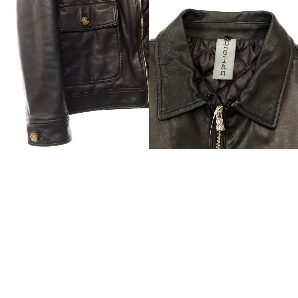 【中古】デラン Delan 中綿入り 襟ボア付き ジップアップ レザーブルゾン ブラック【サイズ48】【BLK】【A/W】【状態ランクB】【メンズ】【768895】 BPD