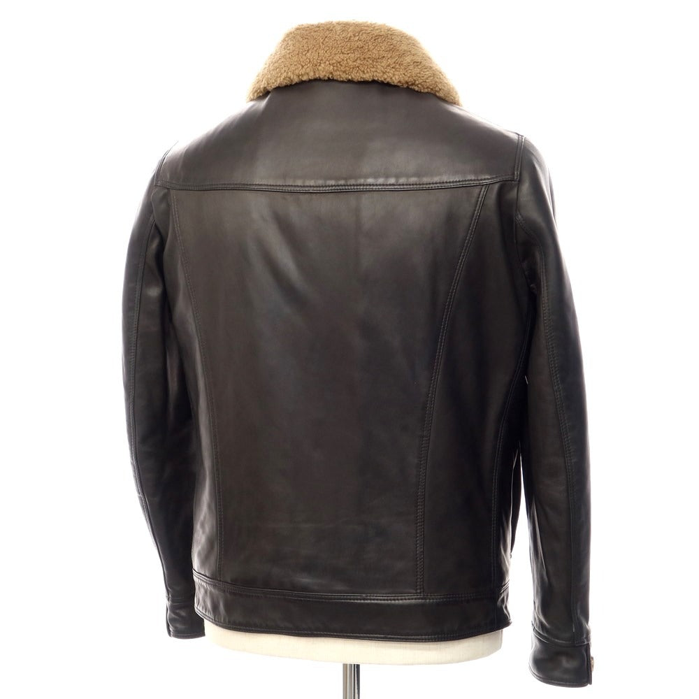 【中古】デラン Delan 中綿入り 襟ボア付き ジップアップ レザーブルゾン ブラック【サイズ48】【BLK】【A/W】【状態ランクB】【メンズ】【768895】 BPD