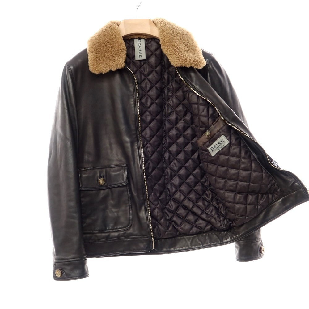 【中古】デラン Delan 中綿入り 襟ボア付き ジップアップ レザーブルゾン ブラック【サイズ48】【BLK】【A/W】【状態ランクB】【メンズ】【768895】 BPD