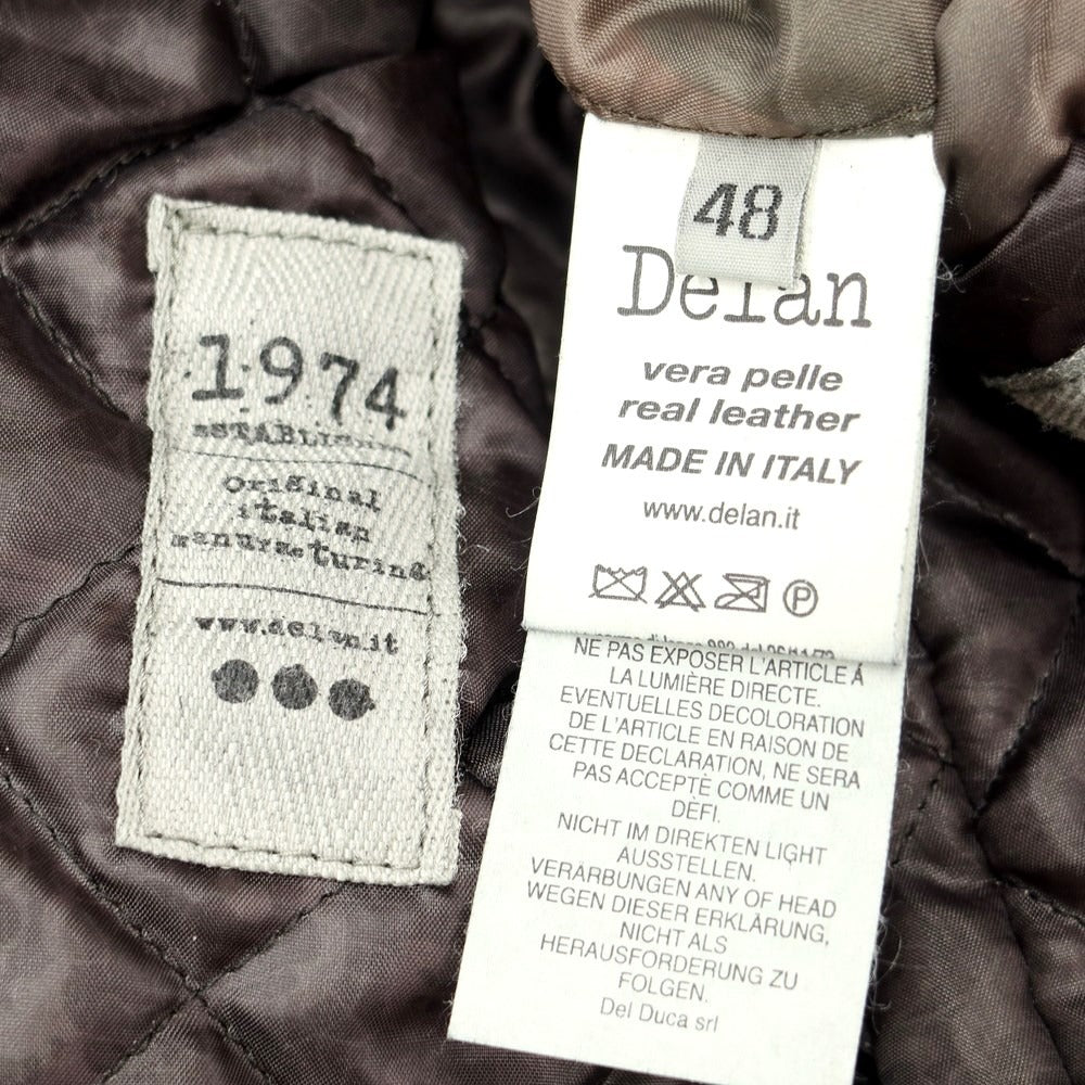 【中古】デラン Delan 中綿入り 襟ボア付き ジップアップ レザーブルゾン ブラック【サイズ48】【BLK】【A/W】【状態ランクB】【メンズ】【768895】 BPD