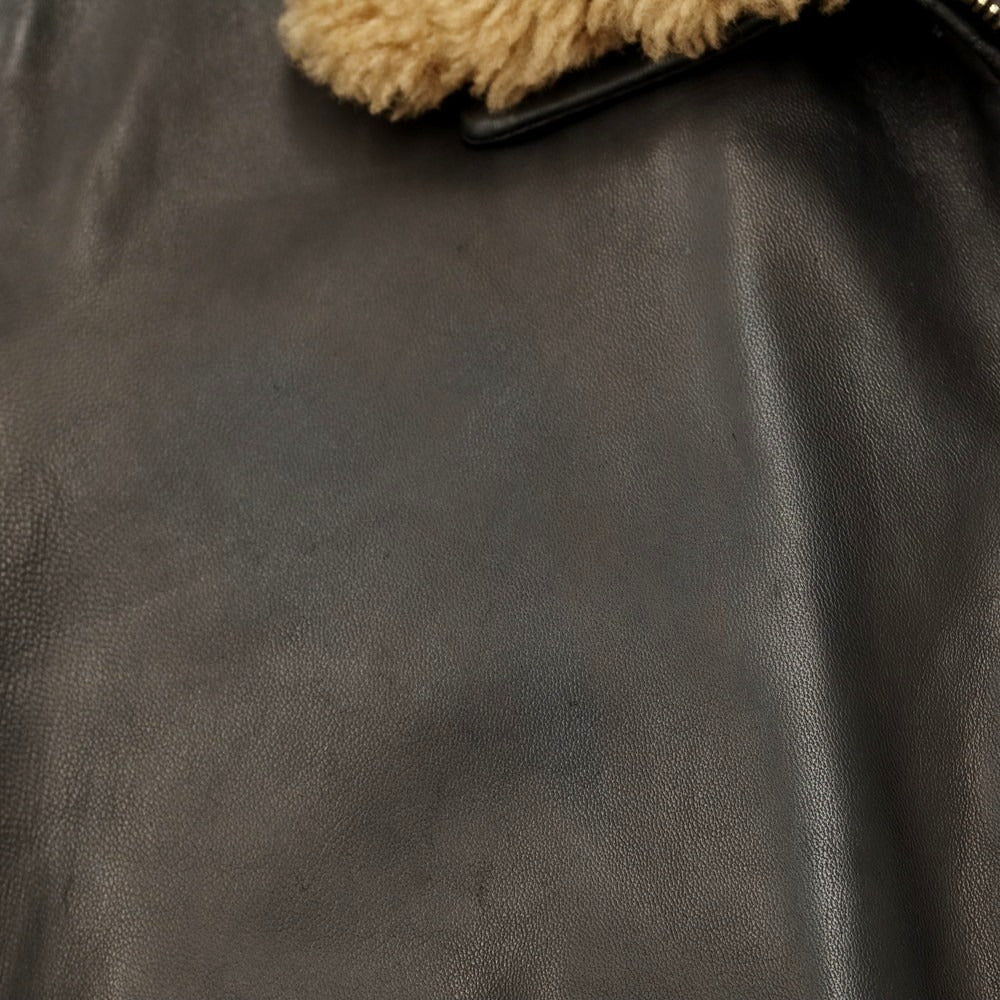 【中古】デラン Delan 中綿入り 襟ボア付き ジップアップ レザーブルゾン ブラック【サイズ48】【BLK】【A/W】【状態ランクB】【メンズ】【768895】 BPD