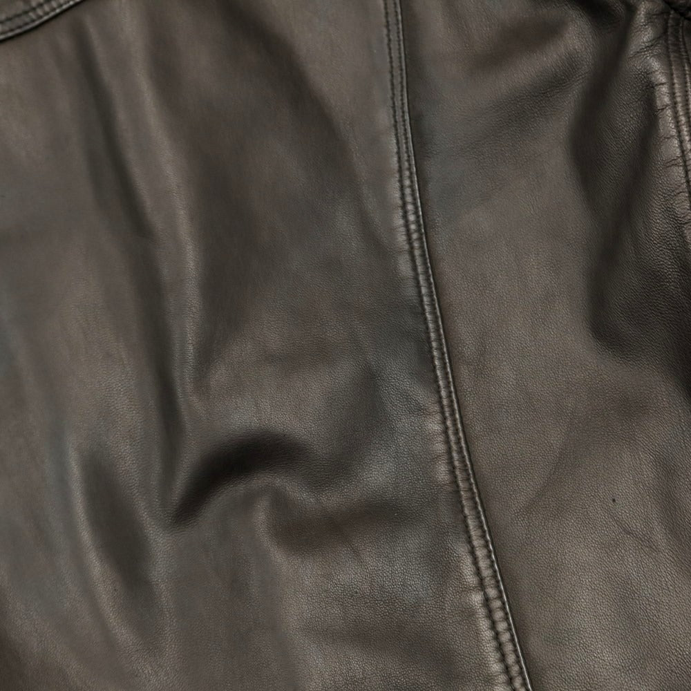 【中古】デラン Delan 中綿入り 襟ボア付き ジップアップ レザーブルゾン ブラック【サイズ48】【BLK】【A/W】【状態ランクB】【メンズ】【768895】 BPD