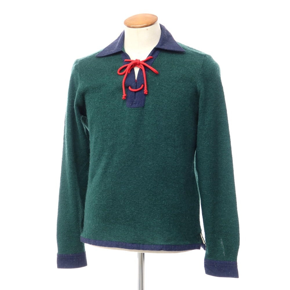 【新品】ベヴィラクア BEVILACQUA プルオーバーニット
 グリーンxネイビー【サイズL】【GRN】【A/W】【状態ランクN】【メンズ】
【769878】 APD