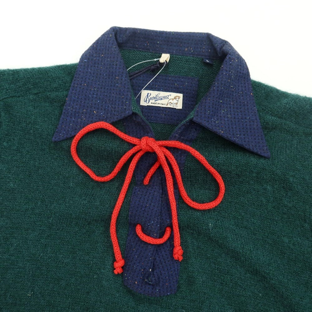 【新品】ベヴィラクア BEVILACQUA プルオーバーニット
 グリーンxネイビー【サイズL】【GRN】【A/W】【状態ランクN】【メンズ】
【769878】 APD