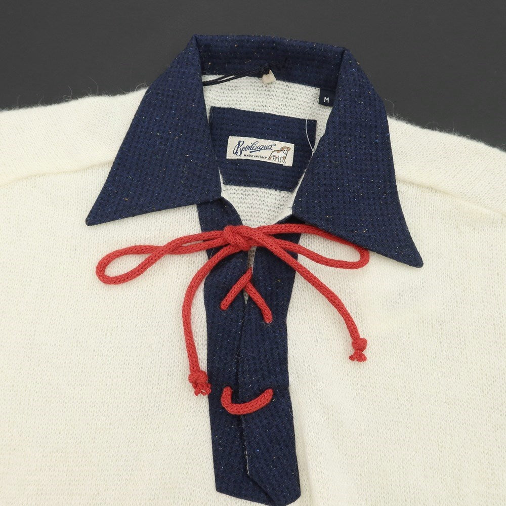 【新品】ベヴィラクア BEVILACQUA プルオーバーニット
 アイボリーxネイビー【サイズM】【WHT】【A/W】【状態ランクN】【メンズ】
【769878】 APD
