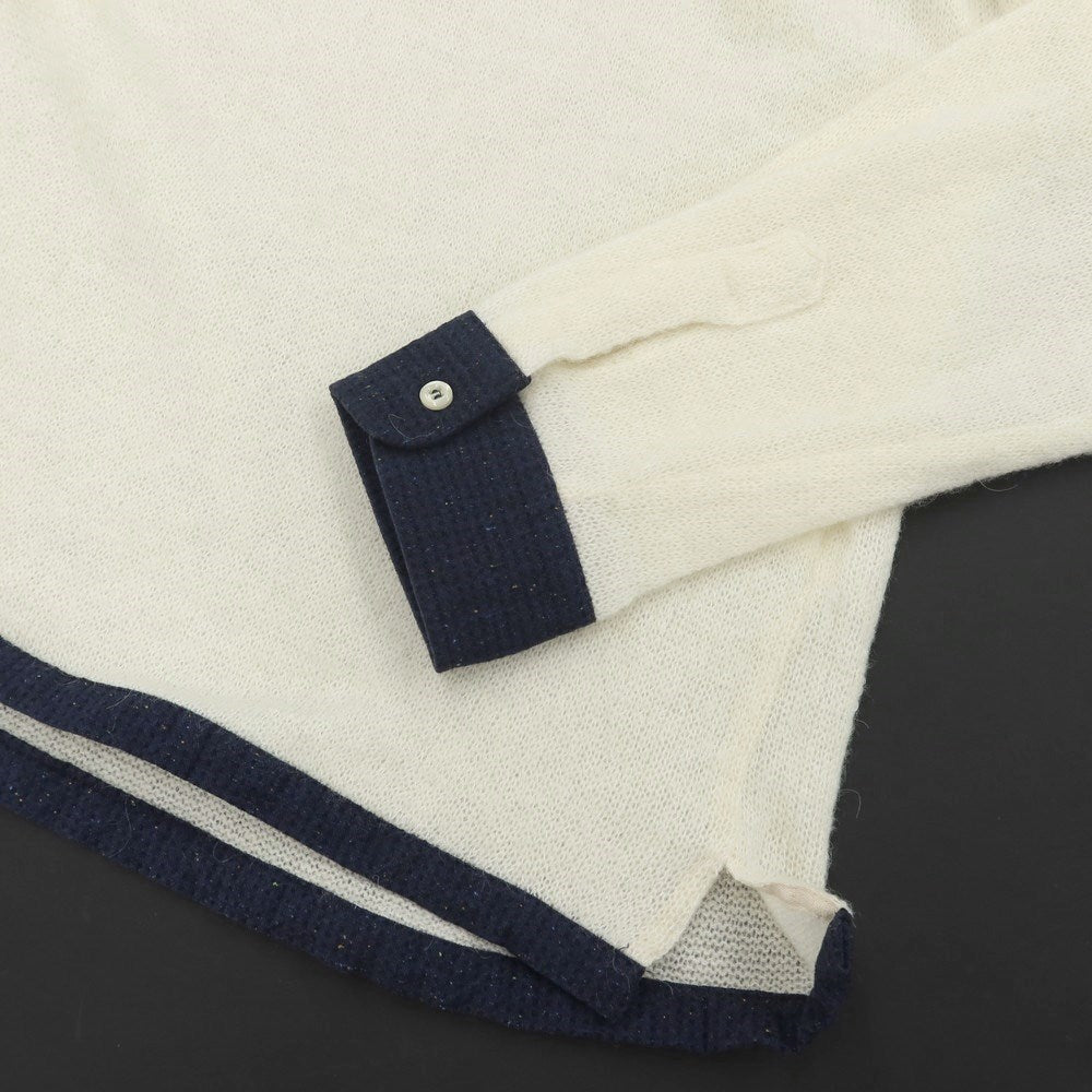 【新品】ベヴィラクア BEVILACQUA プルオーバーニット
 アイボリーxネイビー【サイズM】【WHT】【A/W】【状態ランクN】【メンズ】
【769878】 APD