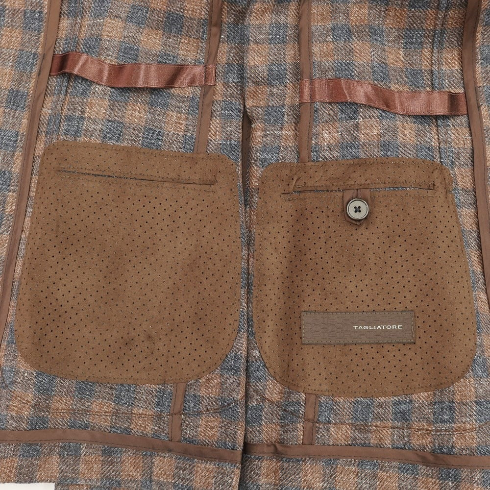 【新品】タリアトーレ TAGLIATORE カジュアルジャケット
 ブラウンxグレイッシュネイビー【サイズ48】【BRW】【S/S】【状態ランクN】【メンズ】
【769684】 CPD