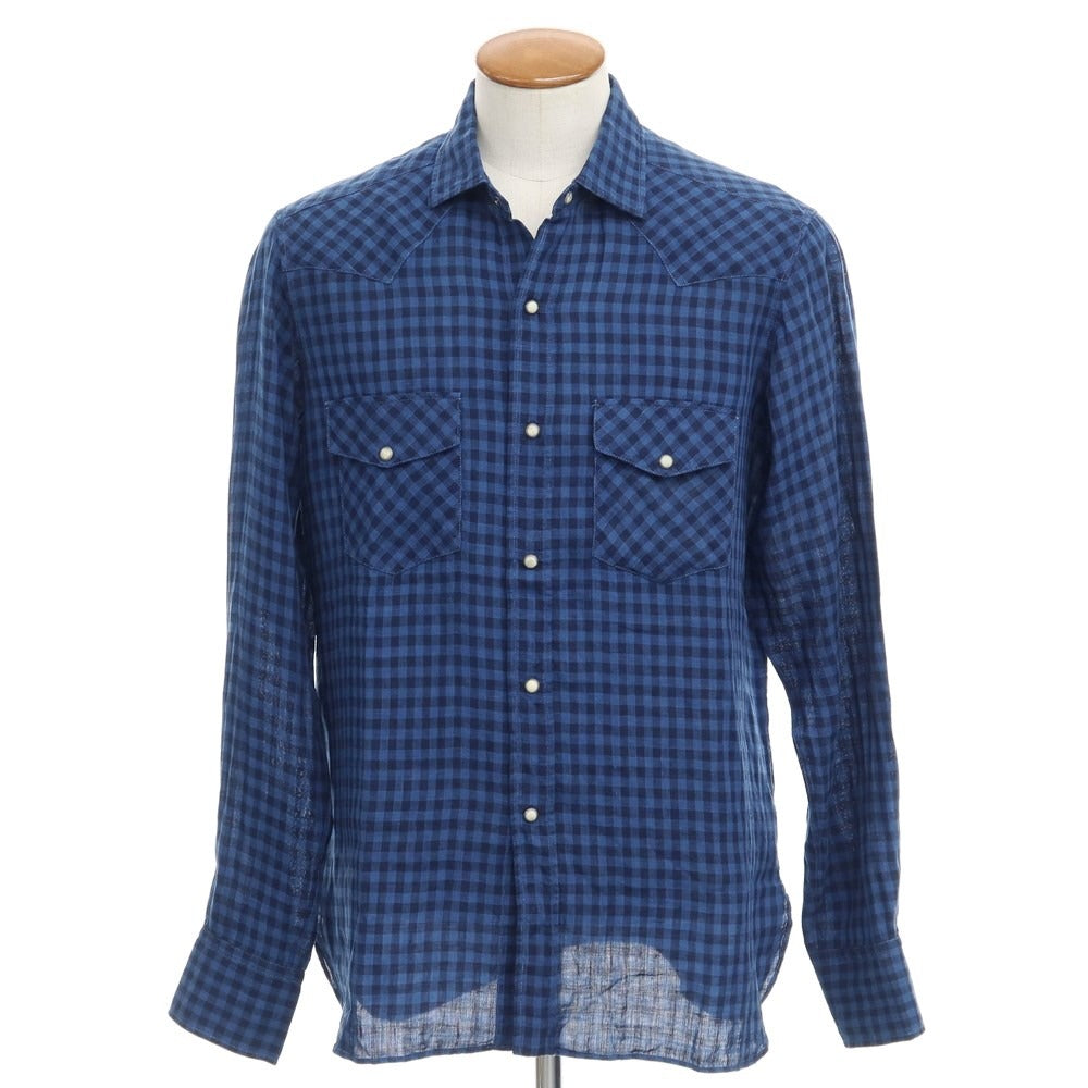 【新品】バグッタ Bagutta カジュアルシャツ
 ネイビー【サイズM】【NVY】【S/S】【状態ランクN】【メンズ】
【769571】 CPD