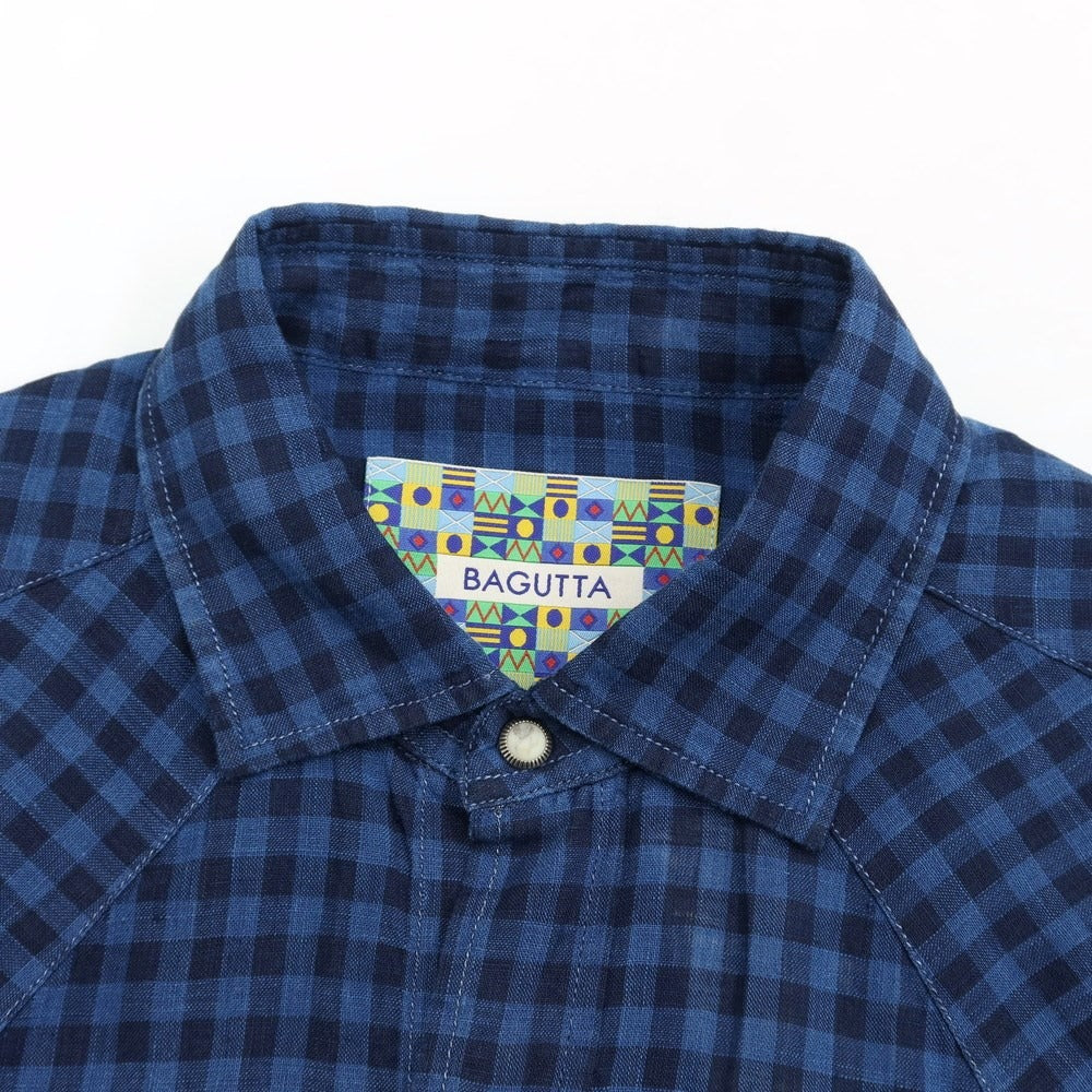 【新品】バグッタ Bagutta カジュアルシャツ
 ネイビー【サイズM】【NVY】【S/S】【状態ランクN】【メンズ】
【769571】 CPD