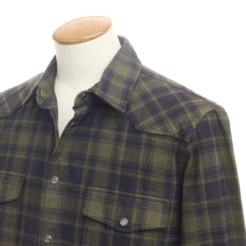 【新品】ピーティートリノ PT TORINO カジュアルシャツ
 オリーブxネイビー【サイズ39】【GRN】【A/W】【状態ランクN】【メンズ】
【769677】 APD
