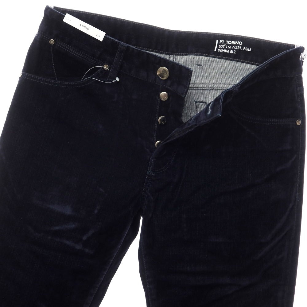 【新品】ピーティートリノ デニム PT TORINO DENIM SWING コットンレーヨン ベロア 5ポケットパンツ ネイビー【サイズ32】【NVY】【A/W】【状態ランクN】【メンズ】【769095】