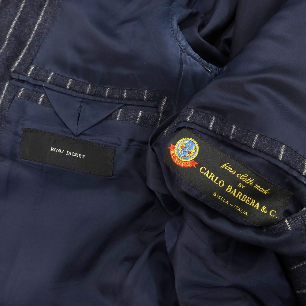 【中古】リングヂャケット リングジャケット RING JACKET ウール ストライプ 3つボタンスーツ ネイビーxオフホワイト【サイズ表記なし(S位)】【NVY】【A/W】【状態ランクD】【メンズ】【768880】