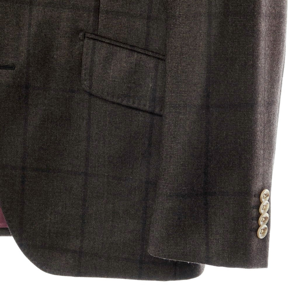 【中古】グローバルスタイル GLOBAL STYLE ウール チェック テーラードジャケット ダークブラウン【サイズ表記なし(M位)】【BRW】【A/W】【状態ランクB】【メンズ】【769084】