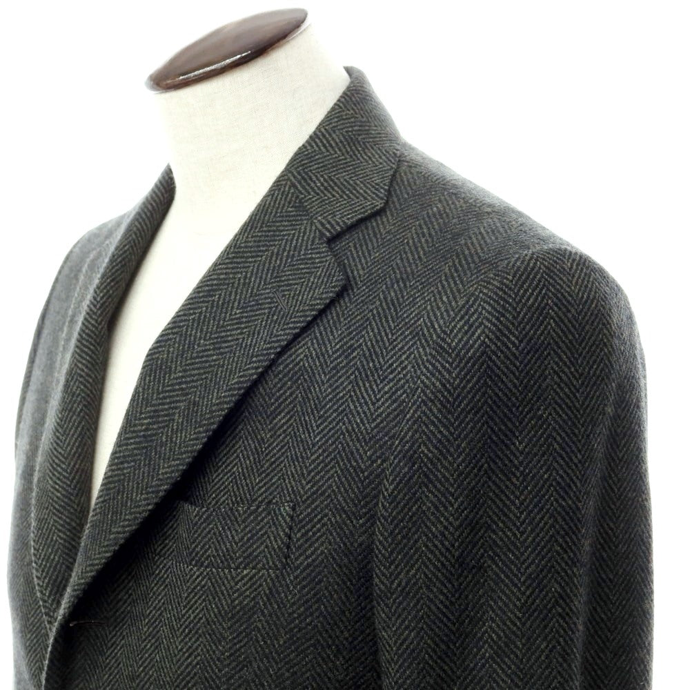 【中古】サルトリオ Sartorio ウール ヘリンボーン テーラードジャケット フォレストグリーン系xブラック【サイズ48】【GRN】【A/W】【状態ランクB】【メンズ】【769083】