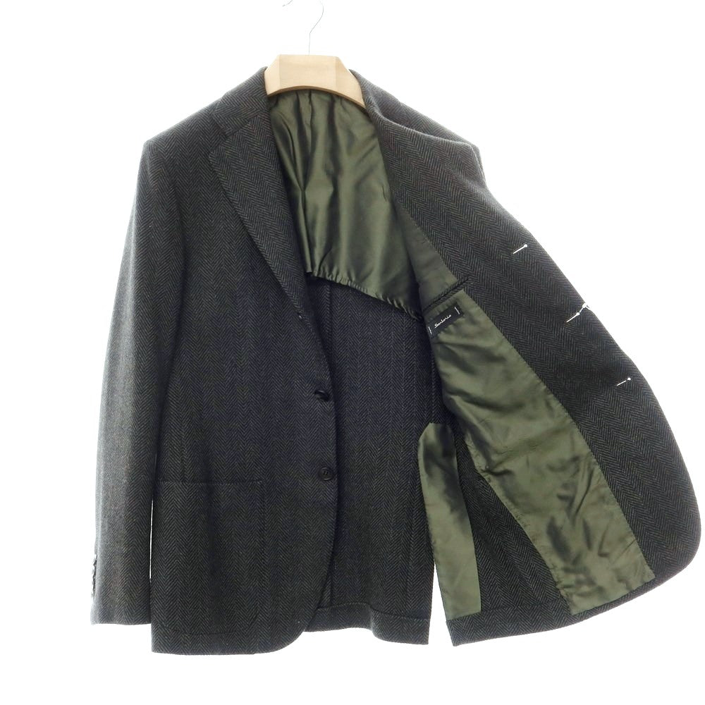【中古】サルトリオ Sartorio ウール ヘリンボーン テーラードジャケット フォレストグリーン系xブラック【サイズ48】【GRN】【A/W】【状態ランクB】【メンズ】【769083】