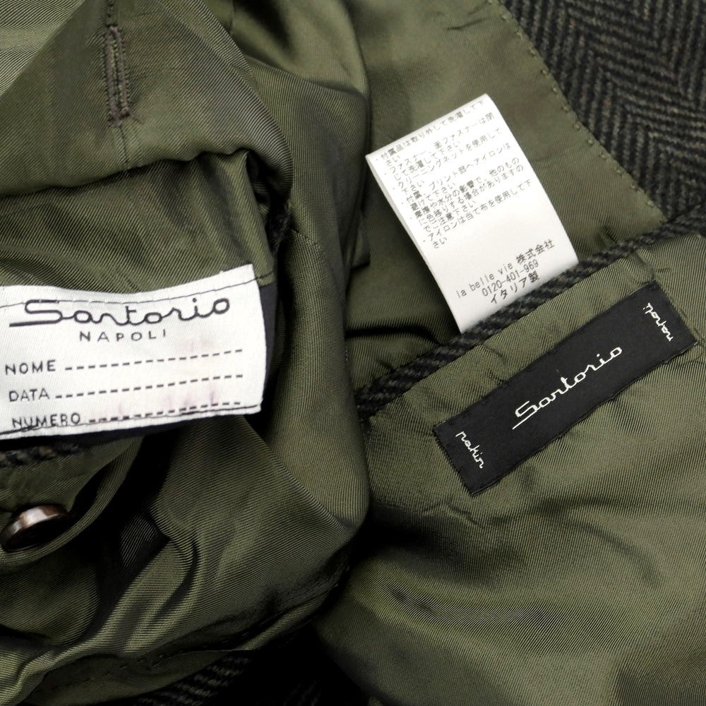【中古】サルトリオ Sartorio ウール ヘリンボーン テーラードジャケット フォレストグリーン系xブラック【サイズ48】【GRN】【A/W】【状態ランクB】【メンズ】【769083】