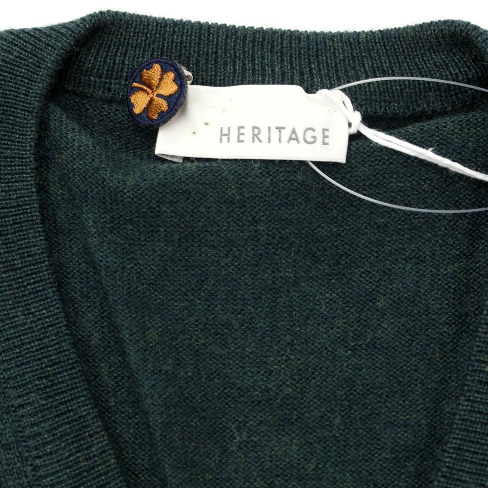 【中古】ヘリテージ HERITAGE ハイゲージウール Vネックニット ダークグリーン【サイズS/48】【GRN】【A/W】【状態ランクA】【メンズ】【769092】