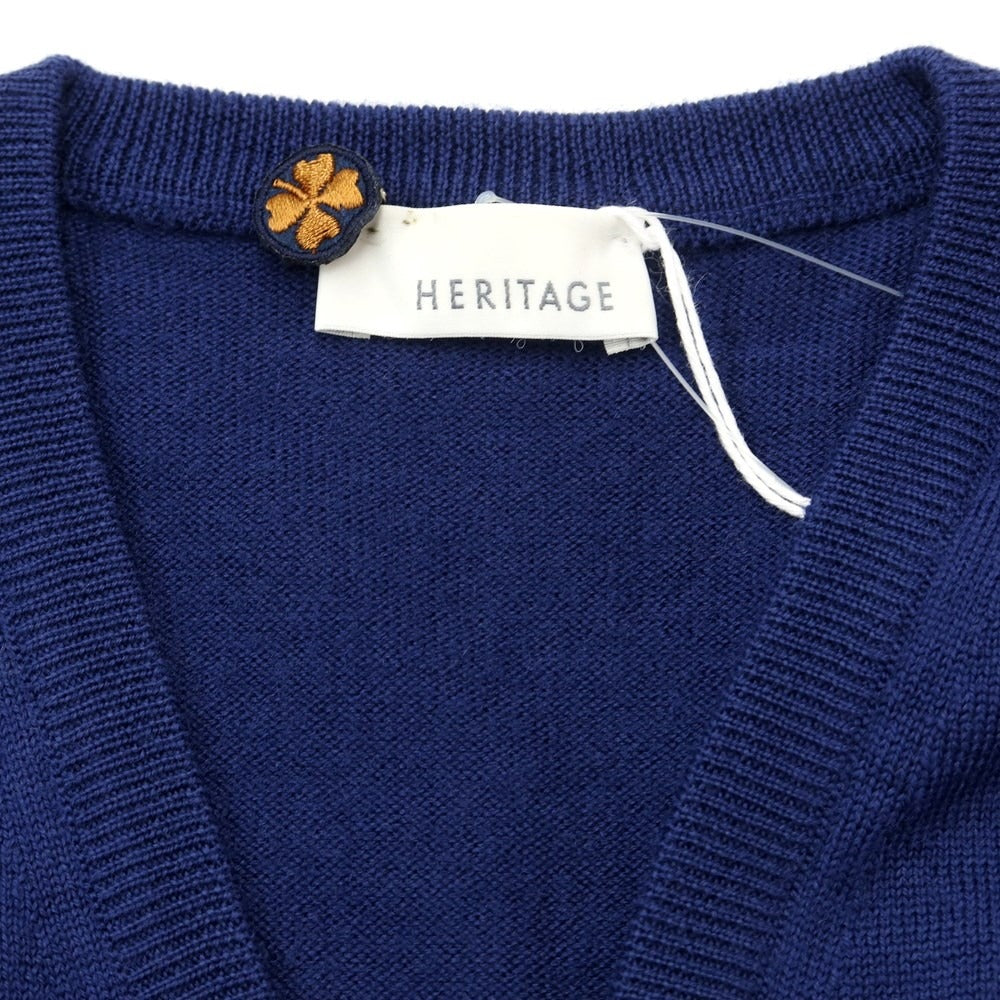 【中古】ヘリテージ HERITAGE ハイゲージウール Vネックニット ネイビーブルー【サイズS/48】【NVY】【A/W】【状態ランクA】【メンズ】【769092】