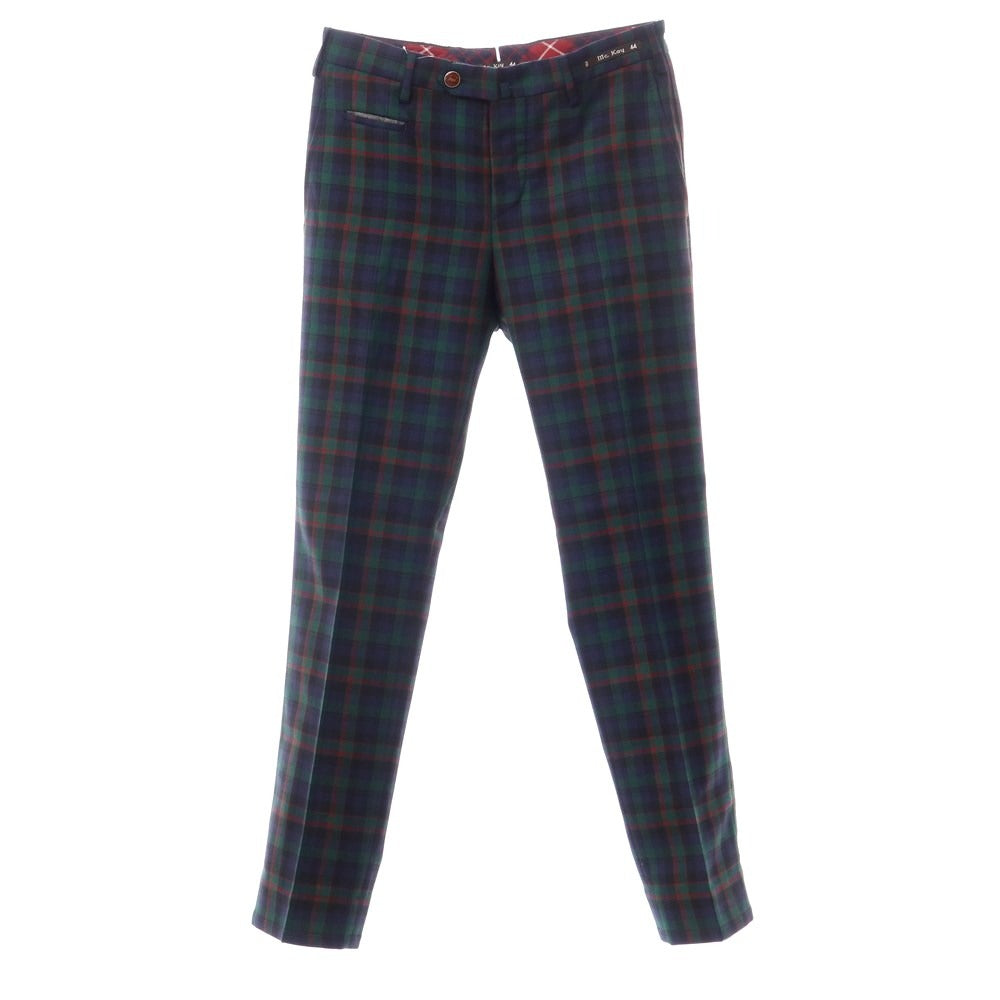 【中古】ピーティーゼロウーノ PT01 Mc.Kay ウール チェック カジュアルスラックス パンツ グリーンxネイビー【サイズ44】【GRN】【A/W】【状態ランクA】【メンズ】【769088】