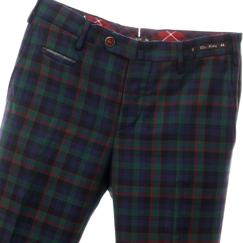 【中古】ピーティーゼロウーノ PT01 Mc.Kay ウール チェック カジュアルスラックス パンツ グリーンxネイビー【サイズ44】【GRN】【A/W】【状態ランクA】【メンズ】【769088】