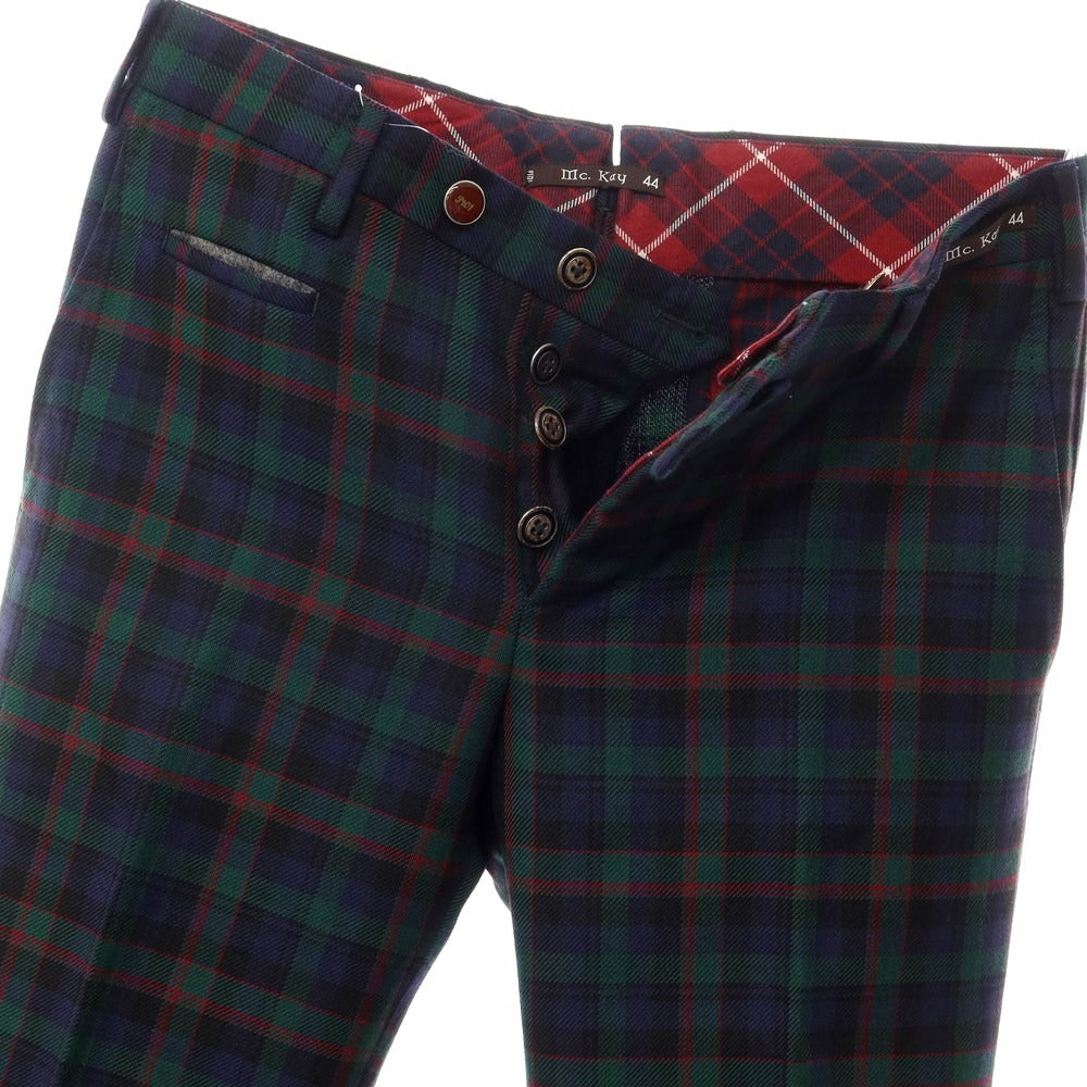 【中古】ピーティーゼロウーノ PT01 Mc.Kay ウール チェック カジュアルスラックス パンツ グリーンxネイビー【サイズ44】【GRN】【A/W】【状態ランクA】【メンズ】【769088】