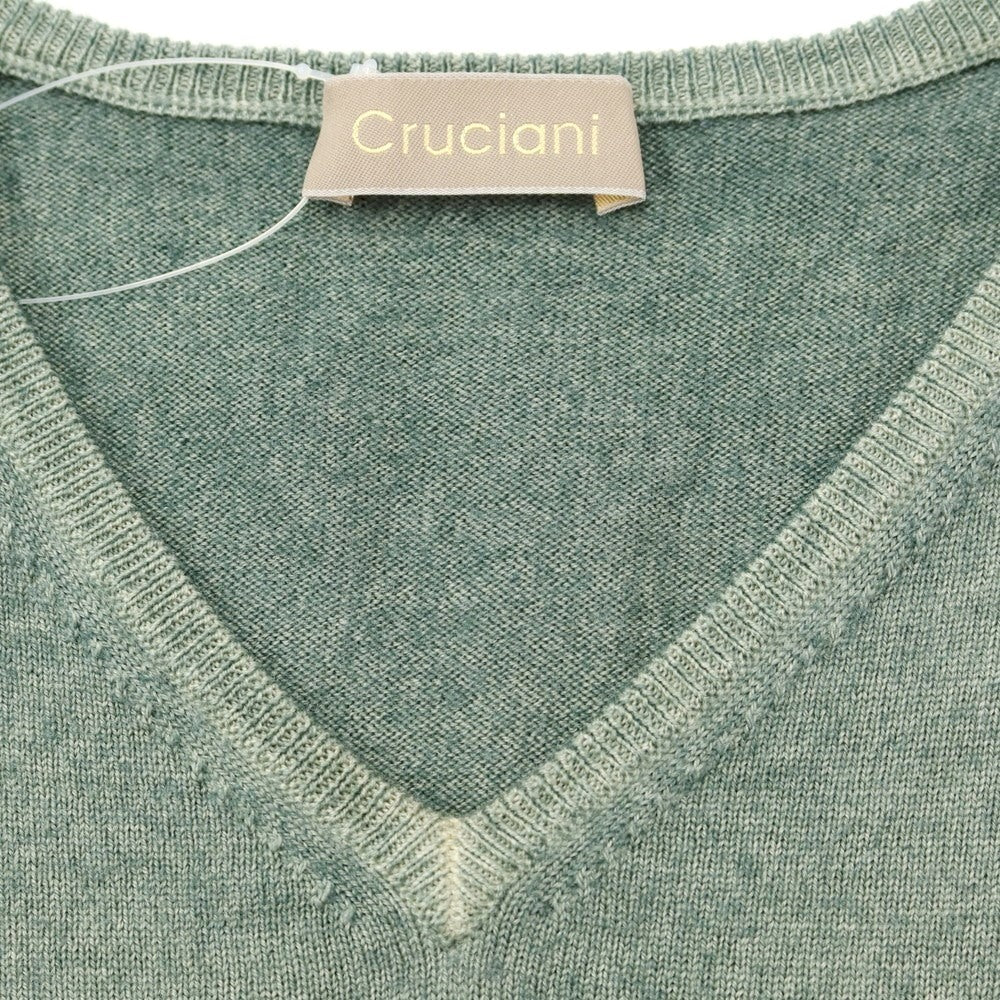 【中古】クルチアーニ CRUCIANI ハイゲージウール Vネックニット グリーン系【サイズ46】【GRN】【A/W】【状態ランクB】【メンズ】【769091】
