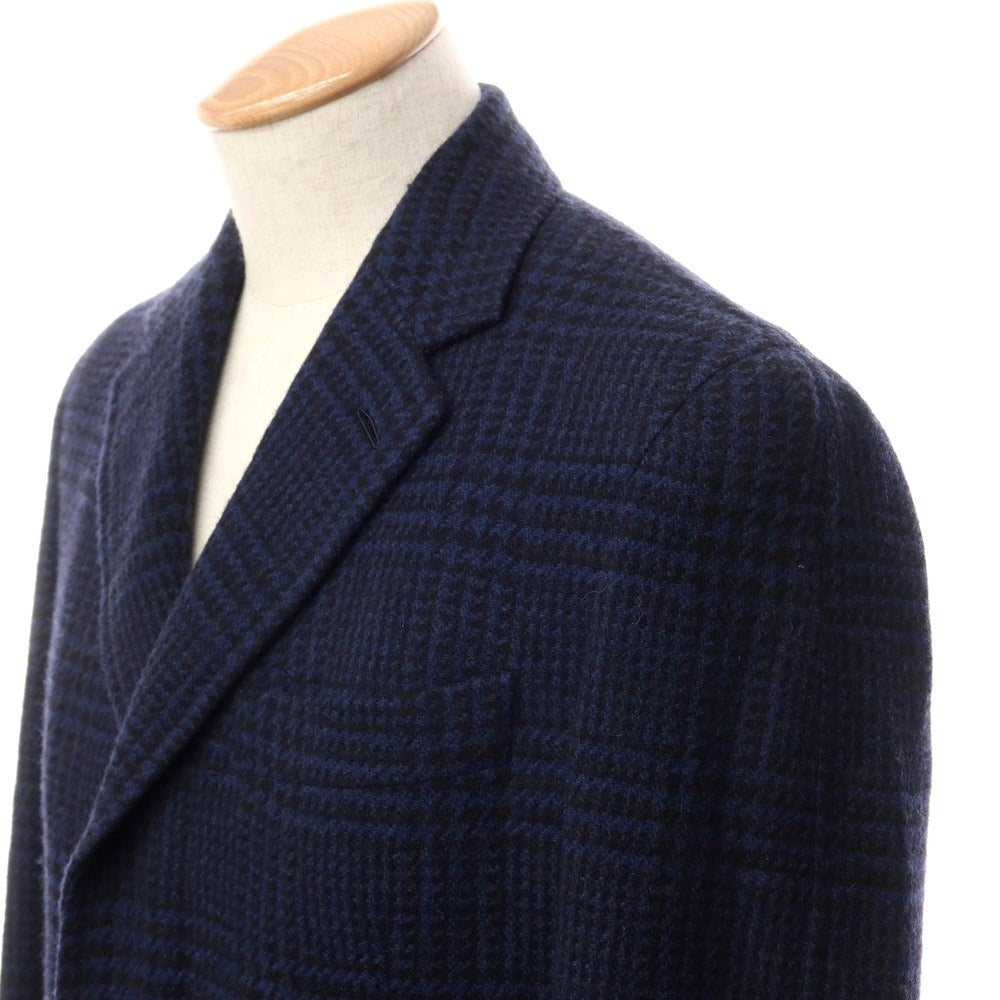【中古】ラファエル カルーゾ CARUSO Raffaele Caruso ウールナイロン グレンチェック チェスターフィールドコート ネイビー【サイズ42】【NVY】【A/W】【状態ランクB】【メンズ】【768988】