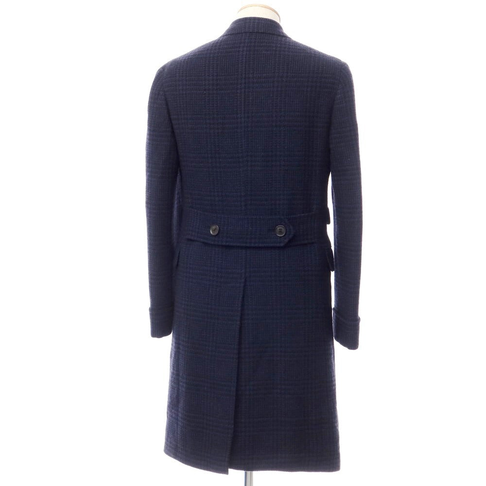 【中古】ラファエル カルーゾ CARUSO Raffaele Caruso ウールナイロン グレンチェック チェスターフィールドコート ネイビー【サイズ42】【NVY】【A/W】【状態ランクB】【メンズ】【768988】